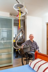 Ceiling hoist - with motor fixed on the rail ; Ceiling track rails ; Handi-Move Body Support® - Handi-Rehab Patient lift hoist