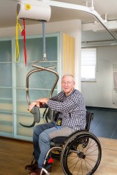 Ceiling hoist - with motor fixed on the rail ; Ceiling track rails ; Handi-Move Body Support® - Handi-Rehab Patient lift hoist