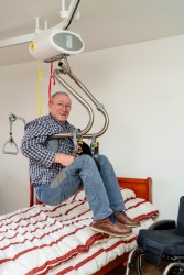 Ceiling hoist - with motor fixed on the rail ; Ceiling track rails ; Handi-Move Body Support® - Handi-Rehab Patient lift hoist