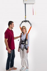 Ceiling hoist - with motor fixed on the rail ; Walking harness - Handi-Rehab Patient lift hoist